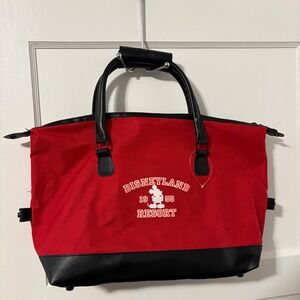 Disney Disneyland Resort Mickey Mouse Red Canvas Duffel Travel Bag Retro 1955